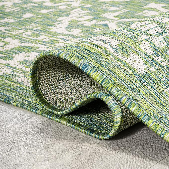 JONATHAN Y Boho Medallion Indoor Outdoor Area Rug 5X8 Cream/Green, Malta Textured Weave for Backyard, Patio, Porch, Easy-Cleaning, High Traffic, Pet-Friendly, Non-Shedding (SMB104F-5)