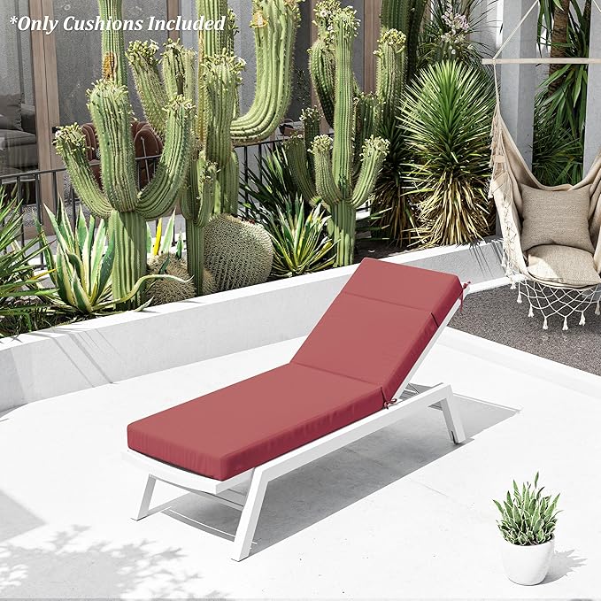 Chaise Lounge Cushion for Outdoor Furniture, Waterproof Fade and Tear Resistant Lounge Deck Chair Cushions for Patio Lawn Pool Resort Hotel