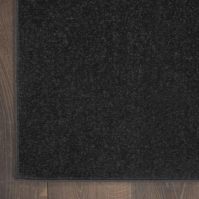 Nourison Home Essentials Solid Contemporary Black 2'x10' Runner Rug , 2'2" X 10'