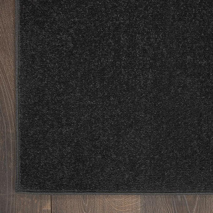 Nourison Home Essentials Solid Contemporary Black 2'x10' Runner Rug , 2'2" X 10'
