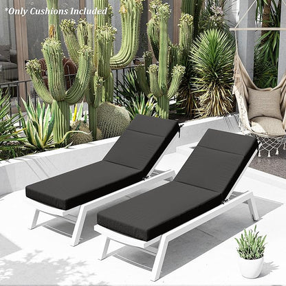 Chaise Lounge Cushion for Outdoor Furniture, Waterproof Fade and Tear Resistant Lounge Deck Chair Cushions for Patio Lawn Pool Resort Hotel