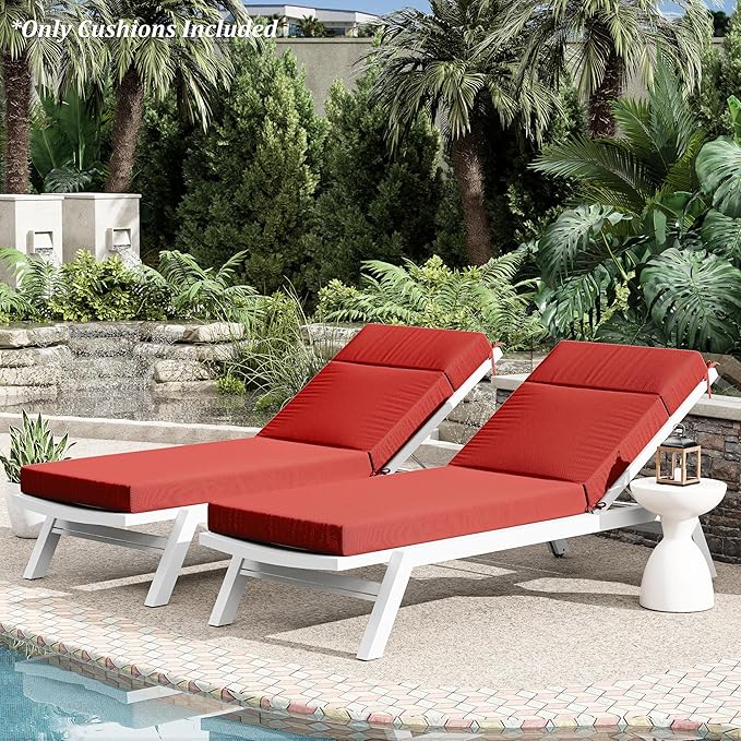 Chaise Lounge Cushion for Outdoor Furniture, Waterproof Fade and Tear Resistant Lounge Deck Chair Cushions for Patio Lawn Pool Resort Hotel