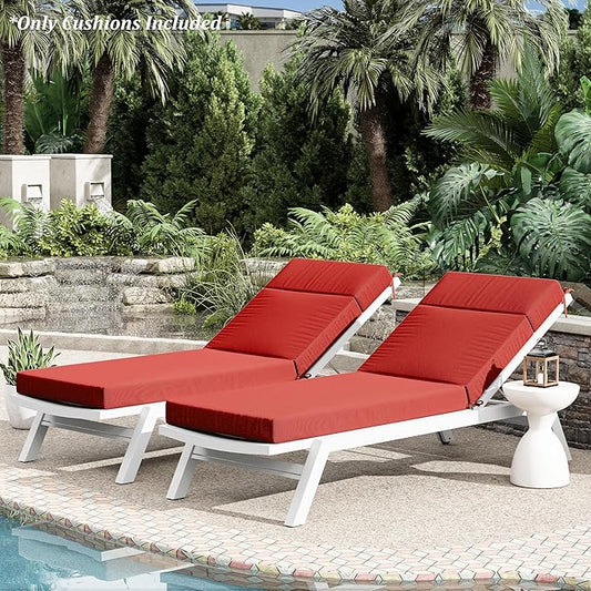 Chaise Lounge Cushion for Outdoor Furniture, Waterproof Fade and Tear Resistant Lounge Deck Chair Cushions for Patio Lawn Pool Resort Hotel