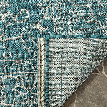 SAFAVIEH Washable Rug Outdoor Courtyard Collection - 2'3" x 10' Runner, Turquoise, Non-Shedding & Easy Cleaning, Ideal for Patio, Entryway, Mudroom, Hallway, Kitchen (CY8680-37221)