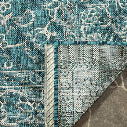 SAFAVIEH Washable Rug Outdoor Courtyard Collection - 2'3" x 6'7" Runner, Turquoise, Non-Shedding & Easy Cleaning, Ideal for Patio, Entryway, Mudroom, Hallway, Kitchen (CY8680-37221)