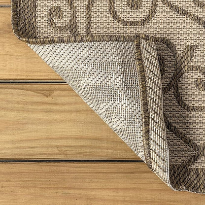 JONATHAN Y Vintage Filigree Indoor Outdoor Octagon Area Rug 8 Ft Beige/Brown, Madrid Textured Weave for Backyard, Patio, Porch, Easy-Cleaning, High Traffic, Pet-Friendly, Non-Shedding (SMB107B-8TGN)