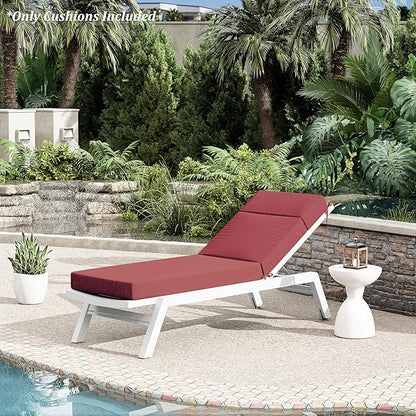 Chaise Lounge Cushion for Outdoor Furniture, Waterproof Fade and Tear Resistant Lounge Deck Chair Cushions for Patio Lawn Pool Resort Hotel