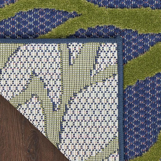 Nourison Home Aloha Indoor/Outdoor Modern Navy Multicolor 9' x 12' Area Rug, Easy Cleaning, Non Shedding, Bed Room, Living Room, Dining Room, Backyard, Deck, Patio (9x12)