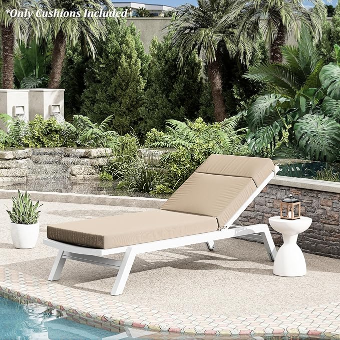 Chaise Lounge Cushion for Outdoor Furniture, Waterproof Fade and Tear Resistant Lounge Deck Chair Cushions for Patio Lawn Pool Resort Hotel