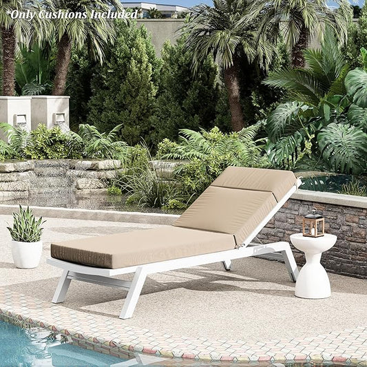 Chaise Lounge Cushion for Outdoor Furniture, Waterproof Fade and Tear Resistant Lounge Deck Chair Cushions for Patio Lawn Pool Resort Hotel