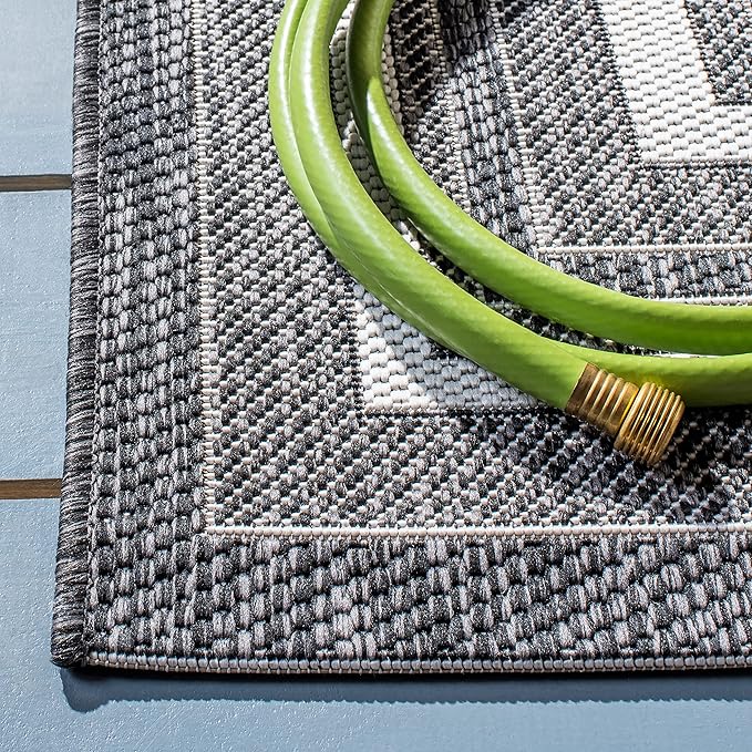 SAFAVIEH Courtyard Collection 2' x 3'7" Ivory / Black CY8475 Indoor/ Outdoor Waterproof Easy Cleaning Patio Backyard Mudroom Accent Rug