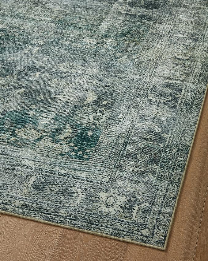 Loloi Magnolia Home by Joanna Gaines Banks Collection BAN-03 Blue/Lagoon 7'-6" x 9'-6", .13" Pile Height, Machine Washable, Area Rug