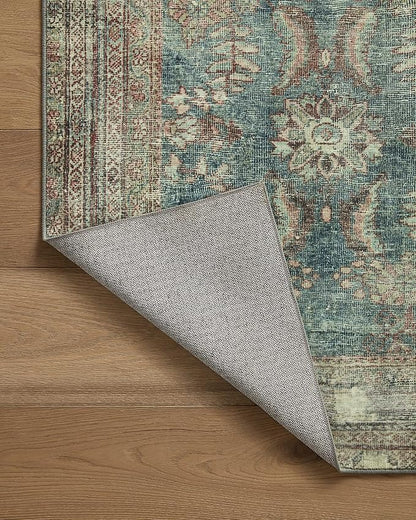 Loloi Magnolia Home by Joanna Gaines Banks Collection BAN-01 Ocean/Spice 8'-6" x 11'-6", .13" Pile Height, Machine Washable, Area Rug