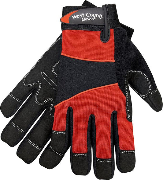 West Chester Protective Gear 013B/M Men's West County Gardener Gloves –Medium, Brick, Work Gloves with Four-Way Spandex Backing, Adjustable Cuff