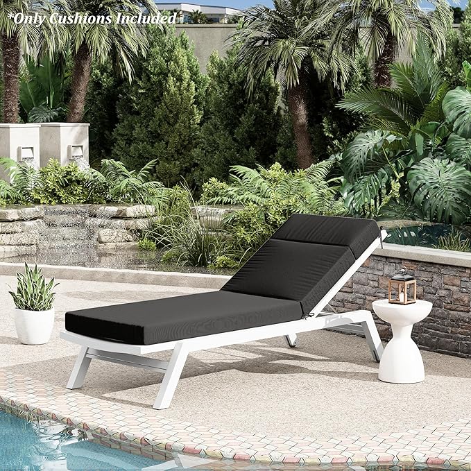 Chaise Lounge Cushion for Outdoor Furniture, Waterproof Fade and Tear Resistant Lounge Deck Chair Cushions for Patio Lawn Pool Resort Hotel