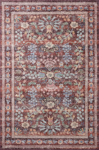 Loloi Rifle Paper Co. Maison Collection MAO-06 Red 5'-0" x 5'-0" Round, .19" Pile Height, Accent Rug