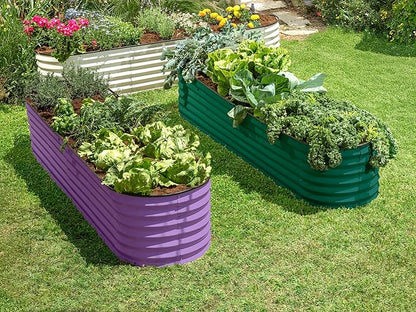 9-in-1 Galvanized Steel Raised Garden Bed // 8×2×1.5 ft Modular Planter for Gardening, Vegetables, Flowers // 18" Tall Metal Raised Garden Beds Outdoor (Dark Green) // Patented Design Planter Box