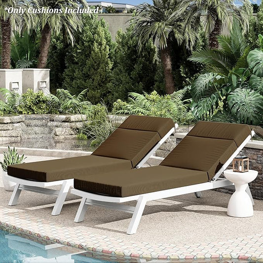 Chaise Lounge Cushion for Outdoor Furniture, Waterproof Fade and Tear Resistant Lounge Deck Chair Cushions for Patio Lawn Pool Resort Hotel