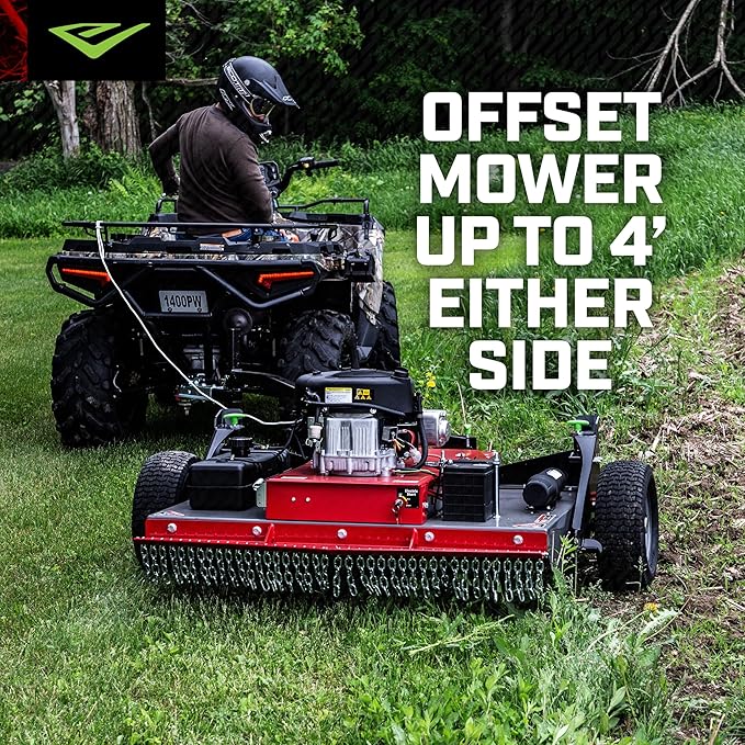 Earthquake Acreage Tow-Behind Mower, 44” Steel Deck, 17.5HP Briggs & Stratton, Electric Start w/Battery, Manual Blade Lever, Adjustable Tow & Height, 2” Ball, Model 42795