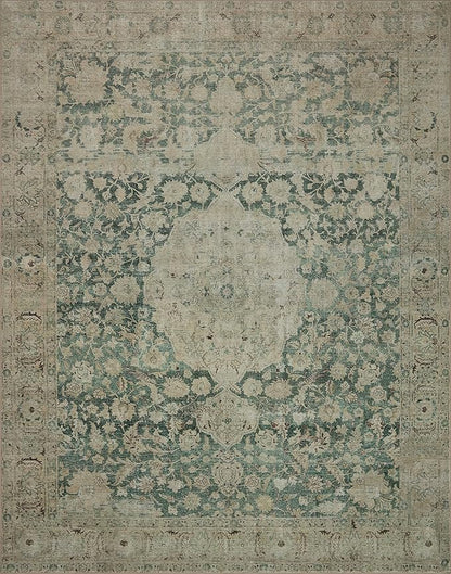 Loloi Magnolia Home by Joanna Gaines Sinclair Collection SIN-05 Jade/Sand 2'-3" x 11'-6", .25" Pile Height, Machine Washable, Runner Rug