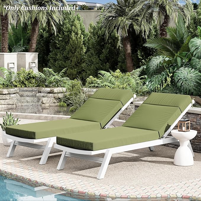 Chaise Lounge Cushion for Outdoor Furniture, Waterproof Fade and Tear Resistant Lounge Deck Chair Cushions for Patio Lawn Pool Resort Hotel