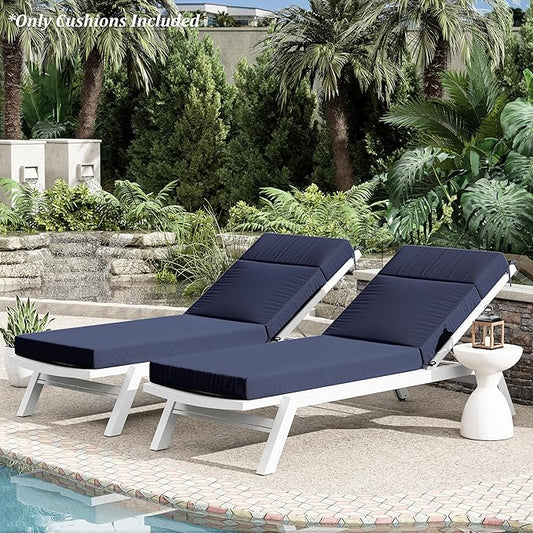 Chaise Lounge Cushion for Outdoor Furniture, Waterproof Fade and Tear Resistant Lounge Deck Chair Cushions for Patio Lawn Pool Resort Hotel