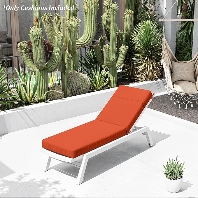 Chaise Lounge Cushion for Outdoor Furniture, Waterproof Fade and Tear Resistant Lounge Deck Chair Cushions for Patio Lawn Pool Resort Hotel