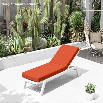 Chaise Lounge Cushion for Outdoor Furniture, Waterproof Fade and Tear Resistant Lounge Deck Chair Cushions for Patio Lawn Pool Resort Hotel