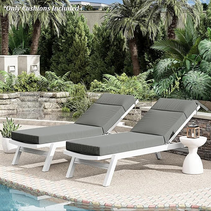 Chaise Lounge Cushion for Outdoor Furniture, Waterproof Fade and Tear Resistant Lounge Deck Chair Cushions for Patio Lawn Pool Resort Hotel