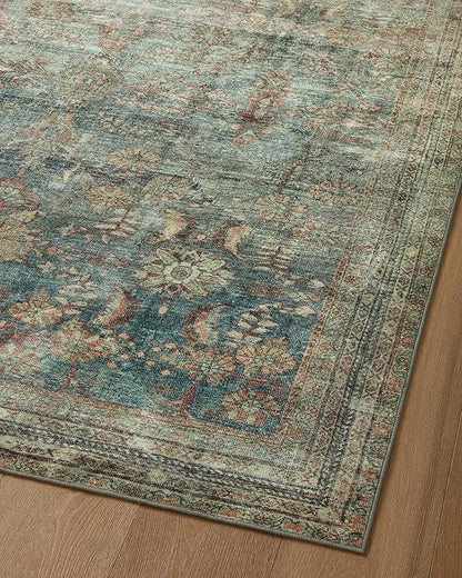 Loloi Magnolia Home by Joanna Gaines Banks Collection BAN-01 Ocean/Spice 8'-6" x 11'-6", .13" Pile Height, Machine Washable, Area Rug