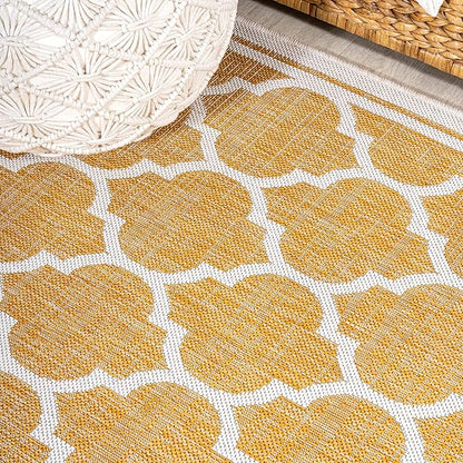 JONATHAN Y Moroccan Trellis Indoor Outdoor Runner Rug 2X10 Yellow/Cream, Trebol Textured Weave for Backyard, Patio, Porch, Easy-Cleaning, High Traffic, Pet-Friendly, Non-Shedding (SMB109F-210)