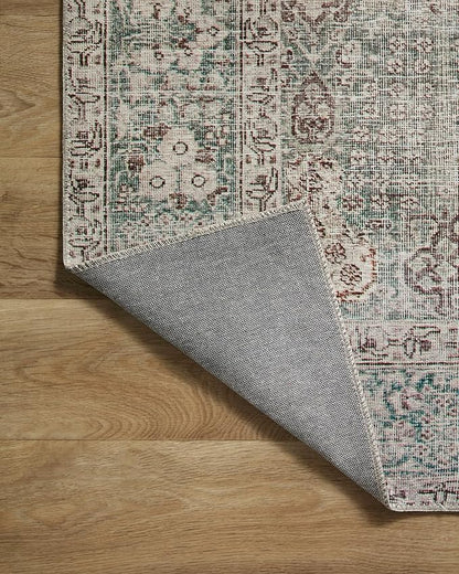 Loloi Chris Loves Julia Jules Collection JUL-08 Emerald/Antique Ivory 3'-6'' x 5'-6'', .13" Pile Height, Accent Rug