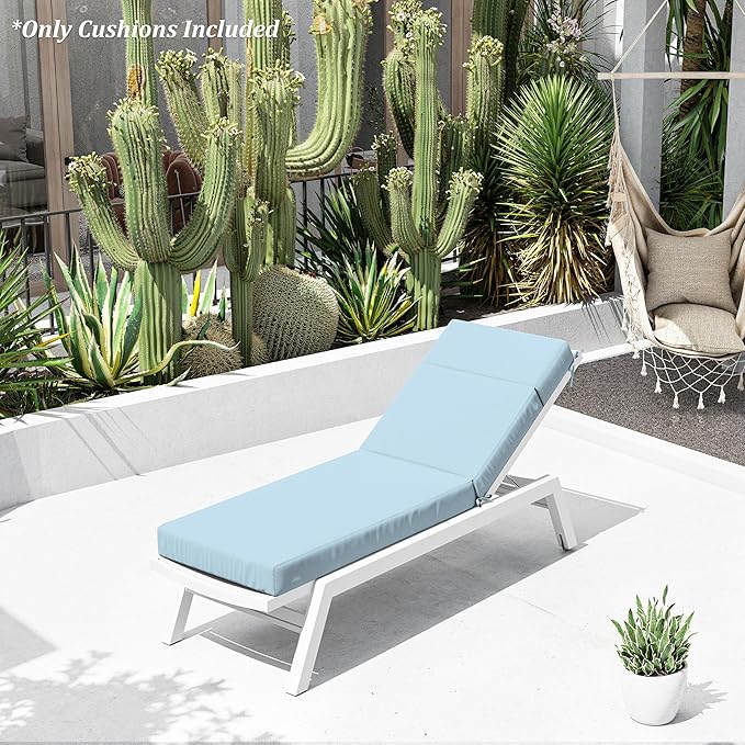 Chaise Lounge Cushion for Outdoor Furniture, Waterproof Fade and Tear Resistant Lounge Deck Chair Cushions for Patio Lawn Pool Resort Hotel