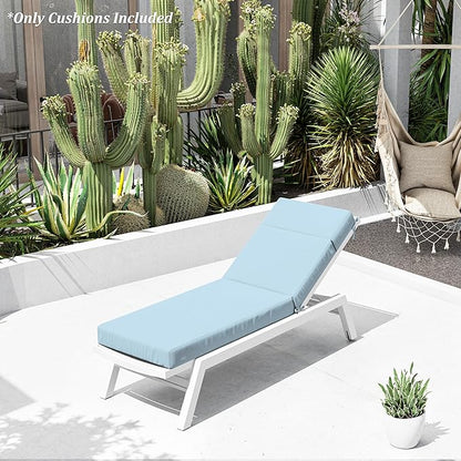 Chaise Lounge Cushion for Outdoor Furniture, Waterproof Fade and Tear Resistant Lounge Deck Chair Cushions for Patio Lawn Pool Resort Hotel