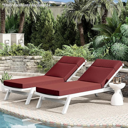 Chaise Lounge Cushion for Outdoor Furniture, Waterproof Fade and Tear Resistant Lounge Deck Chair Cushions for Patio Lawn Pool Resort Hotel