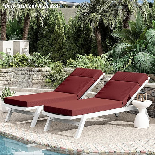 Chaise Lounge Cushion for Outdoor Furniture, Waterproof Fade and Tear Resistant Lounge Deck Chair Cushions for Patio Lawn Pool Resort Hotel
