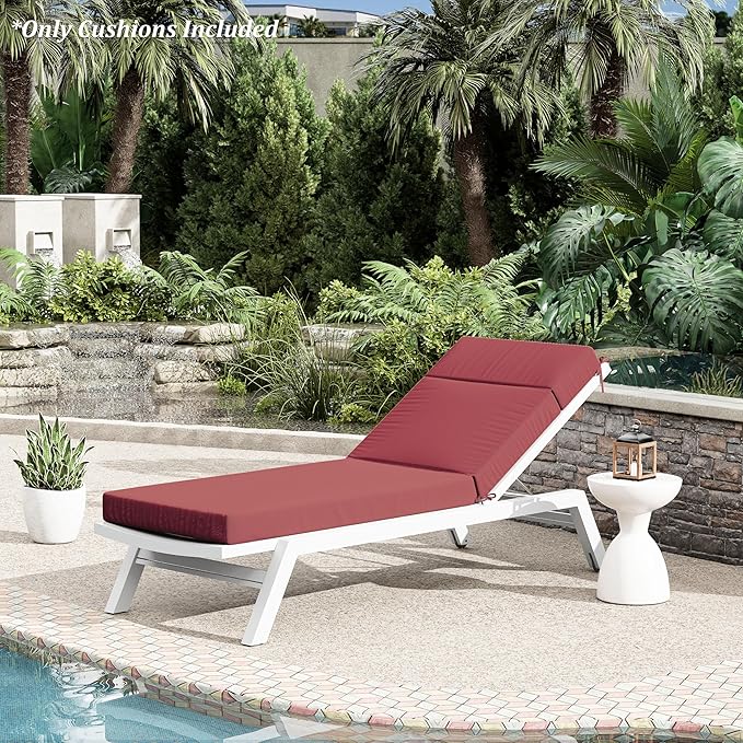 Chaise Lounge Cushion for Outdoor Furniture, Waterproof Fade and Tear Resistant Lounge Deck Chair Cushions for Patio Lawn Pool Resort Hotel