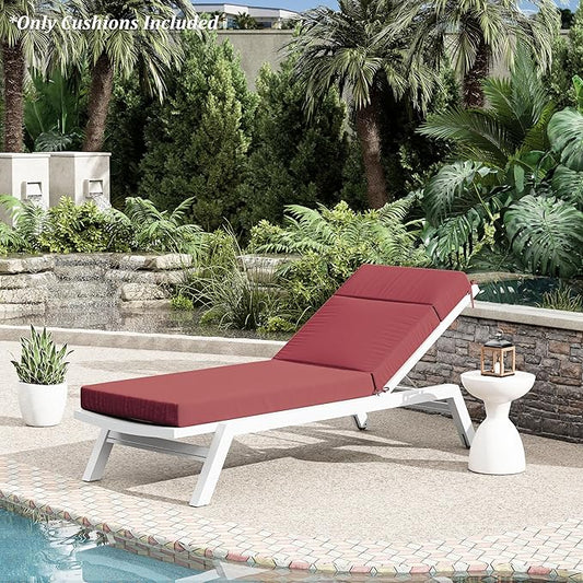 Chaise Lounge Cushion for Outdoor Furniture, Waterproof Fade and Tear Resistant Lounge Deck Chair Cushions for Patio Lawn Pool Resort Hotel