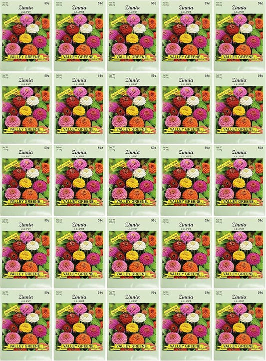 Black Duck Brand Set of Zinnia Lilliput Flower Seed Packets! Flower Seeds in Bulk - Great for Creating The Garden of Your Dreams! (25, Zinnia - Lilliput)
