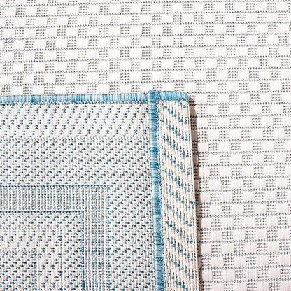 SAFAVIEH Washable Rug Outdoor Courtyard Collection - 2'3" x 10' Runner, Ivory & Aqua Blue, Non-Shedding & Easy Cleaning, Ideal for Patio, Entryway, Mudroom, Hallway, Kitchen (CY8475-53612)