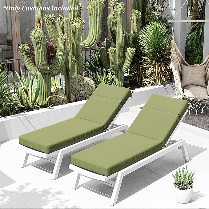 Chaise Lounge Cushion for Outdoor Furniture, Waterproof Fade and Tear Resistant Lounge Deck Chair Cushions for Patio Lawn Pool Resort Hotel