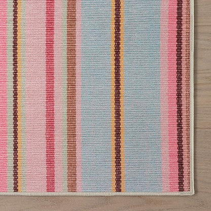 Dash & Albert Jamaica Stripe Multi Machine Washable Rug, 2 X 3 Feet, Blue/White Stripe Pattern