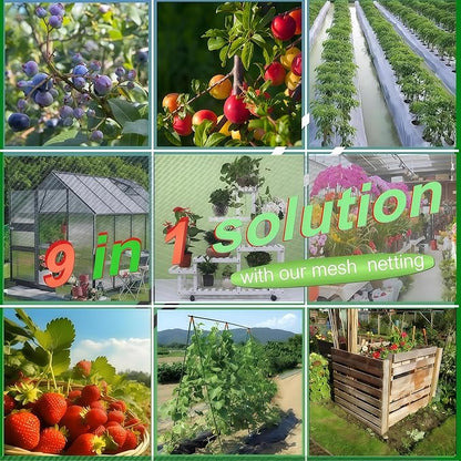 Fruit Tree Netting - Easy Install Plant Protection Cover, Reusable Garden Mesh Bag for Blueberry Bushes/Tomato - Block Birds/Insect/Squirrels (3, 10x10 FT)