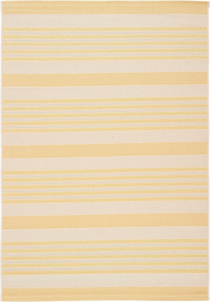 SAFAVIEH Courtyard Collection 4' x 5'7" Gold/Beige CY6062 Stripe Indoor/ Outside Waterproof Easy cleansingPatio Backyard Mudroom Area Mat