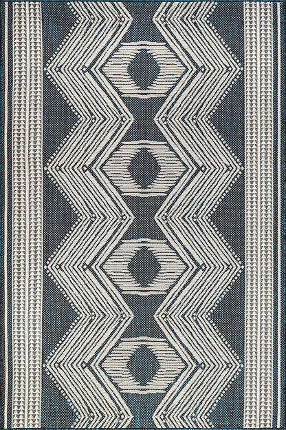 nuLOOM 4' x 6' Outdoor Tribal Geometric Area Rug, Stain Resistant, Weather Resistant, High Traffic, Patio, Balcony, Outside, Ranya Turquoise