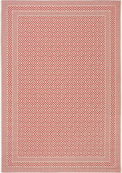 SAFAVIEH Washable Rug Outdoor Courtyard Collection - 2'7" x 5', Beige & Red, Non-Shedding & Easy Cleaning, Ideal for Patio, Backyard, Mudroom (CY6235-23812)