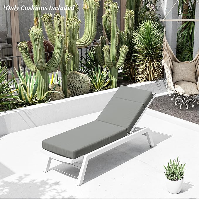 Chaise Lounge Cushion for Outdoor Furniture, Waterproof Fade and Tear Resistant Lounge Deck Chair Cushions for Patio Lawn Pool Resort Hotel