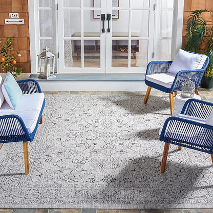 SAFAVIEH Courtyard Collection 8' x 10' Grey/Black CY8680 Indoor/ Outside Waterproof Easy cleansingPatio Backyard Mudroom Area Mat
