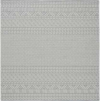 SAFAVIEH Washable Rug Outdoor Courtyard Collection - 5'3" Square, Brown & Grey, Non-Shedding & Easy Cleaning, Ideal for Patio, Backyard, Mudroom (CY6235-07812)