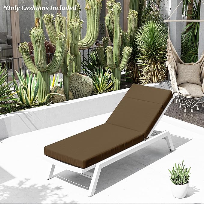 Chaise Lounge Cushion for Outdoor Furniture, Waterproof Fade and Tear Resistant Lounge Deck Chair Cushions for Patio Lawn Pool Resort Hotel